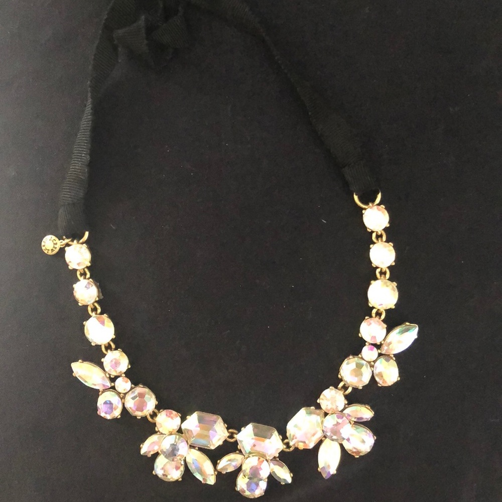 J. Crew Iridescent Crystal Tie Necklace